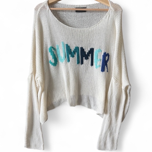 Wooden Ships SUMMER White Colorful Open Knit Sweater M/L - Picture 1 of 6